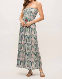 Mystree - Palm Tree Vibes Strapless Maxi Dress