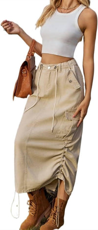 Rosa Clothing - Drawstring Elasticated Waistband Cargo Skirt