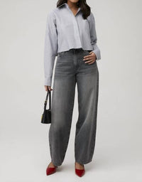 Good American - Oxford Crop Uniform Shirt