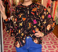 EMILY LOVELOCK Bertha Long Sleeve Blouse in black - women's blouse