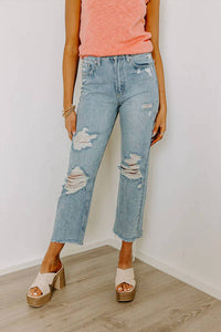 Just Usa - Kai High Waist Distressed Straight Leg Jeans