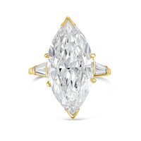 Diana M Jewels - 10.00 Ct Lab-grown Marquise Diamond Ring With 1.00 Ct Baguette Accents - Bold