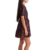 APIECE APART Women's Saara Tiered Mini Dress in deep botanic - women's dress - alternate view