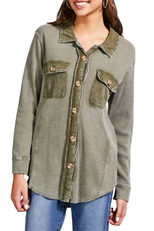 Tribal - Waffle Button Down Shacket