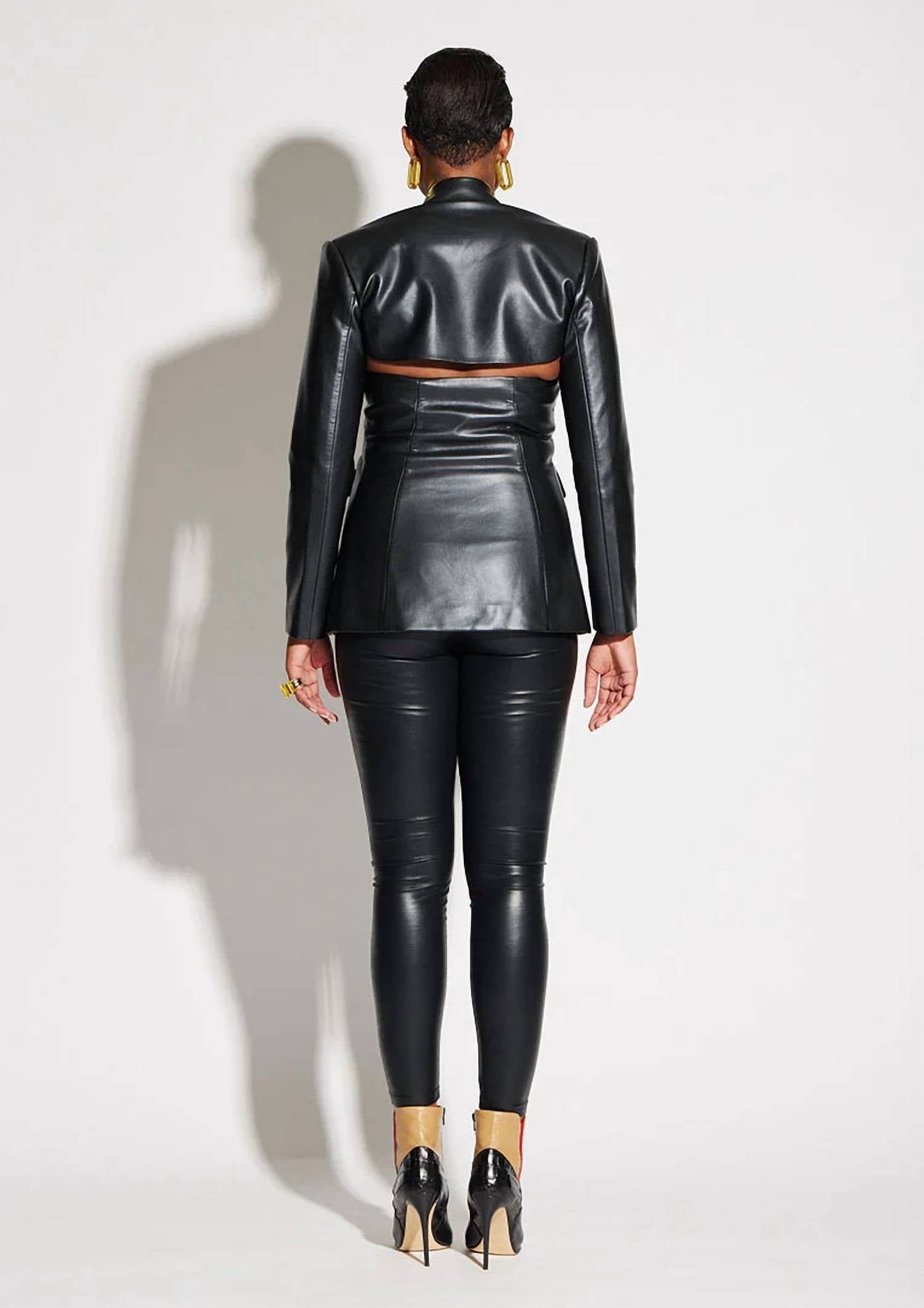 Circular Path - Vegan Leather Cut Out Blazer