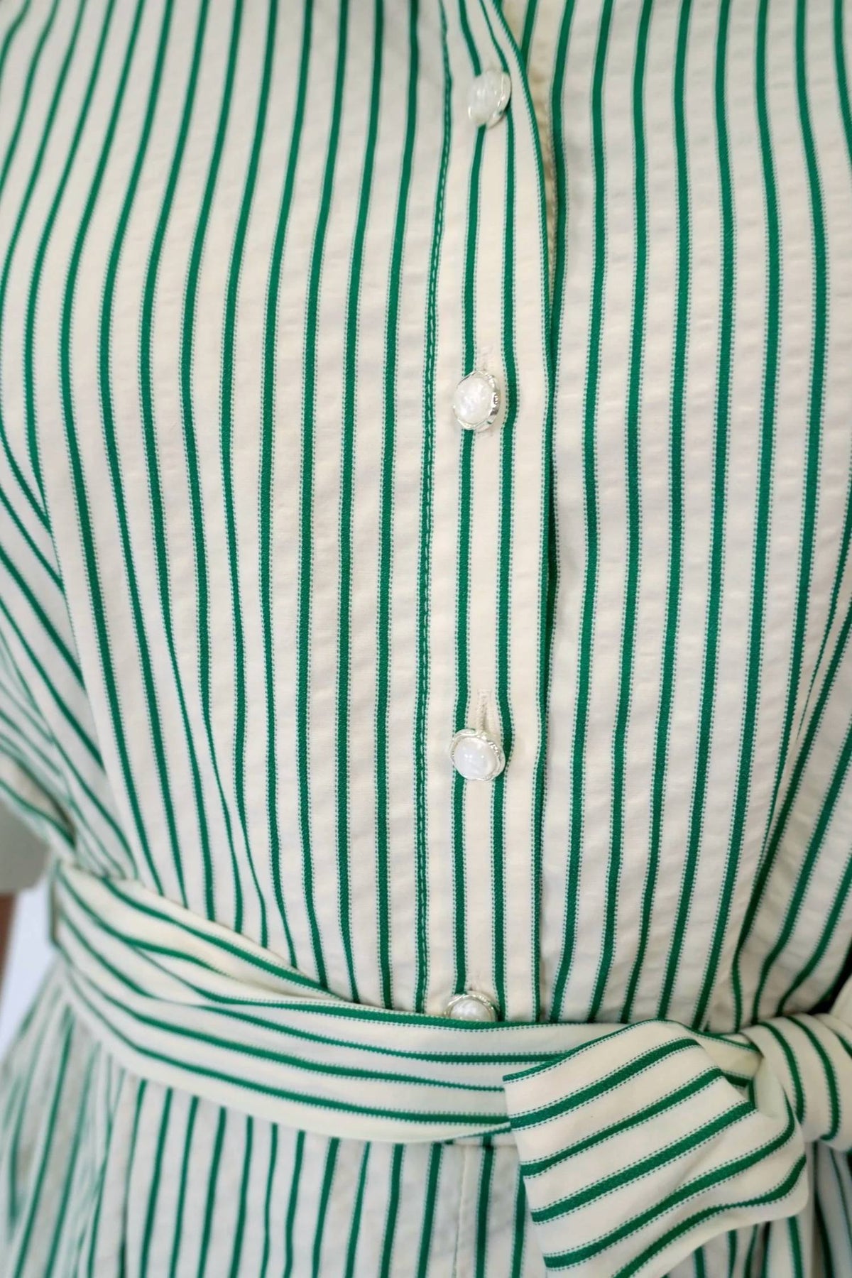 Jodifl - Striped Belted Button-front Romper