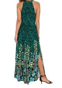 London Times - Keyhole Cutout Side Split Maxi Dress