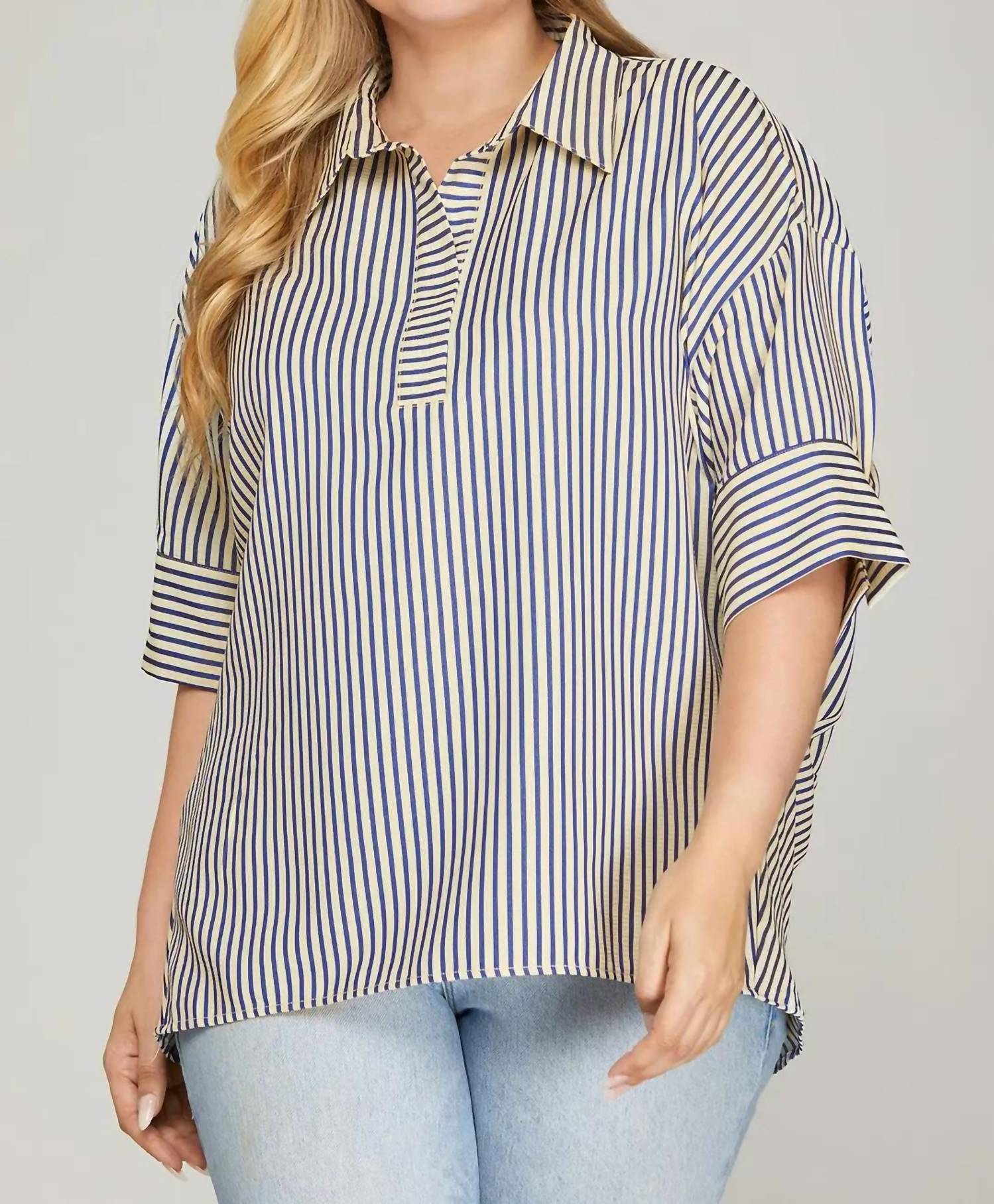 She + Sky - Oversized Striped Top