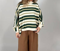 Bucketlist - Metro Striped Oversized Crewneck Top