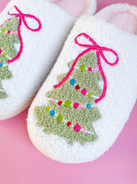 Rock Paper Scissors Women's Bow Christmas Tree Slipper in pink - women's shoe - alternate view