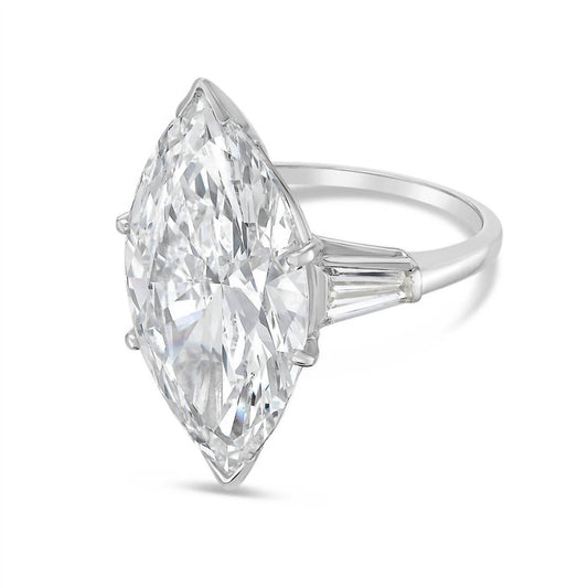 Diana M Jewels - Lab-grown Diamond Marquise Ring With 8.00 Ct Center And 0.70 Ct Baguette Side Stones