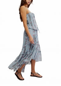 Free People Alejandra Midi Dress in soft blue - women's dress - detail view