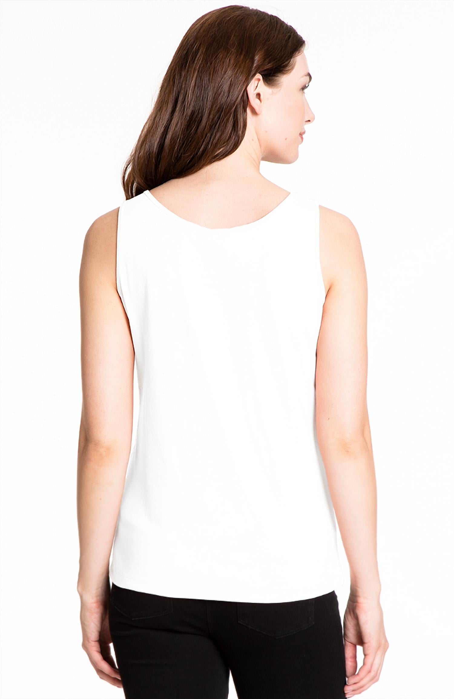 Multiples - Knit Double Scoop Neck Sleeveless Fitted Tank Top