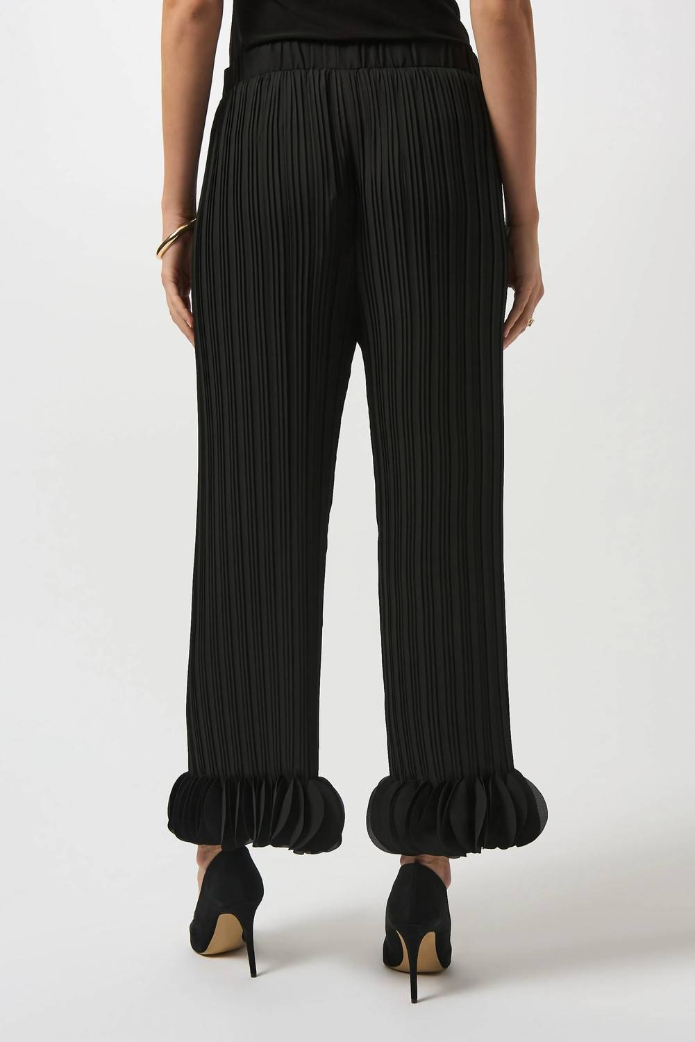Joseph Ribkoff Lightweight Pleated Wide Leg Pants in black - women's pants - alternate view