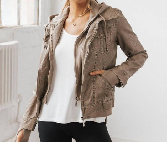 Coalition La - Vegan Leather Hooded Jacket