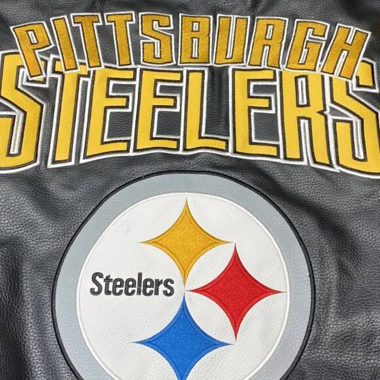 G-III Men’s Nfl Pittsburgh Steelers Faux Leather Varsity Jacket in black yellow - men's jacket - view 7