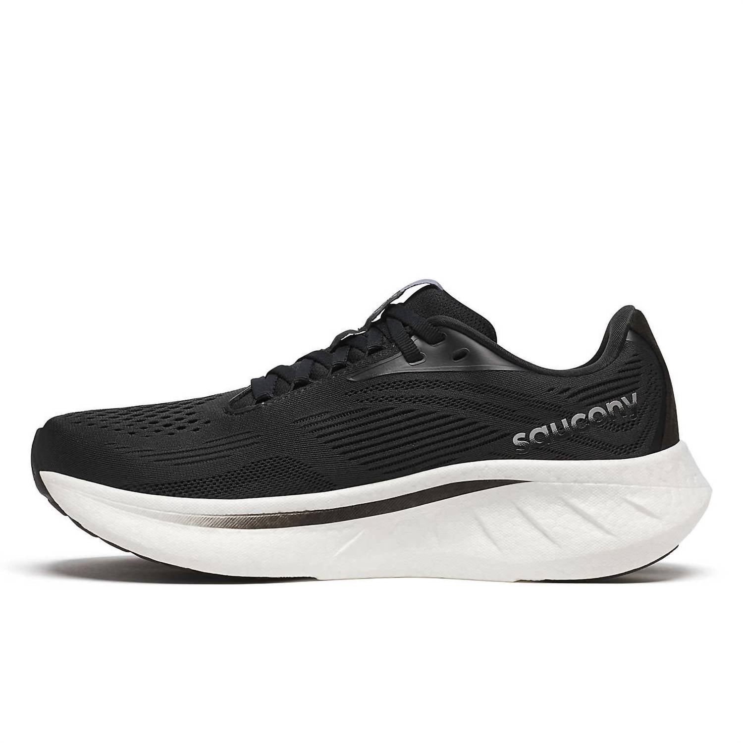 SAUCONY Women's Ride Eighteen Running Shoes in black white - women's sneaker - alternate view