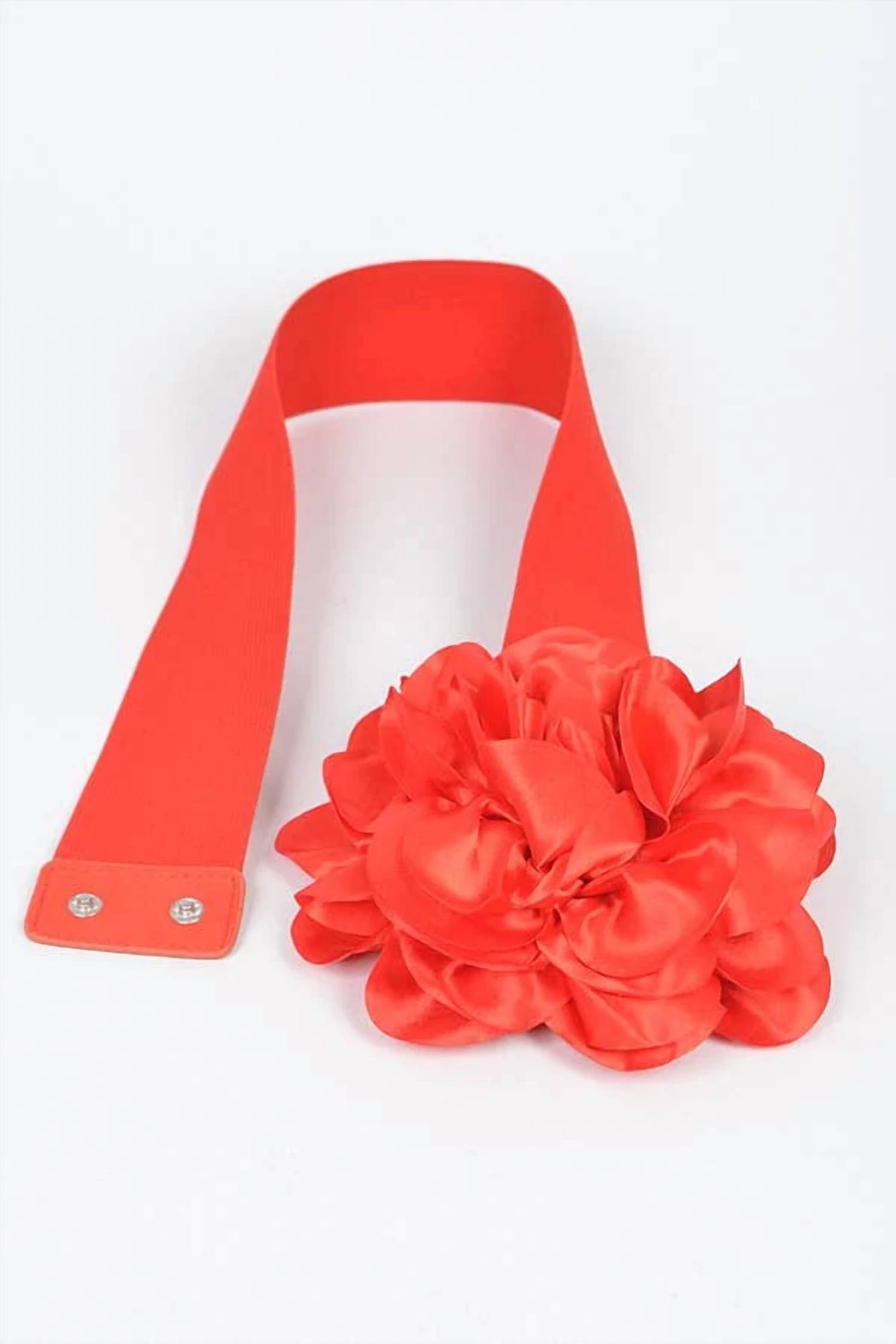 3Am By H&D Accessories - Women's Satin Big Flower Elastic Belt