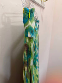600 West Women's Print Cotton Skirt in turquoise lime olive - women's skirt - detail view