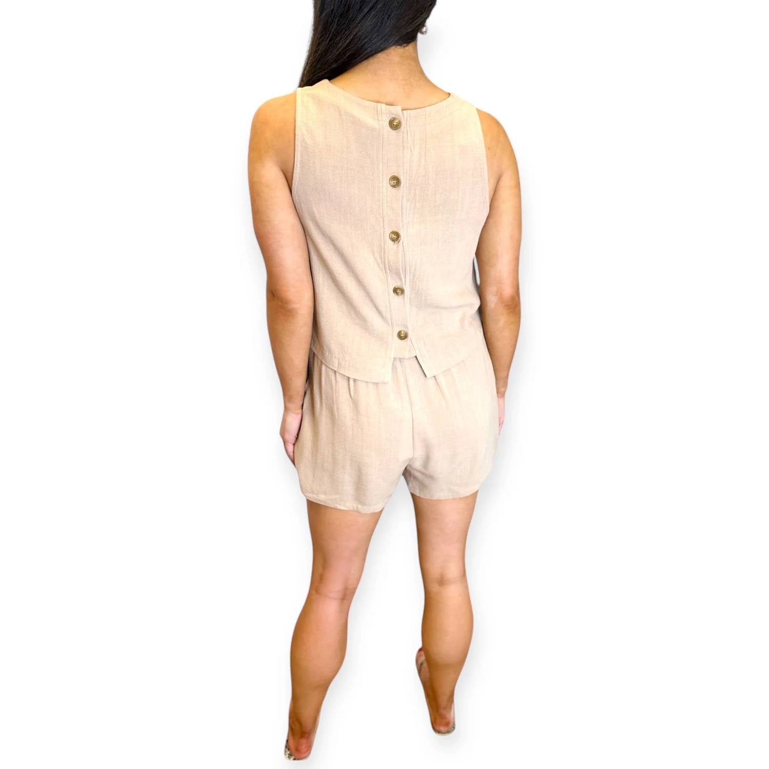 Sadie & Sage - Shoreline High Neck Back Button Down Relaxed Tank Top
