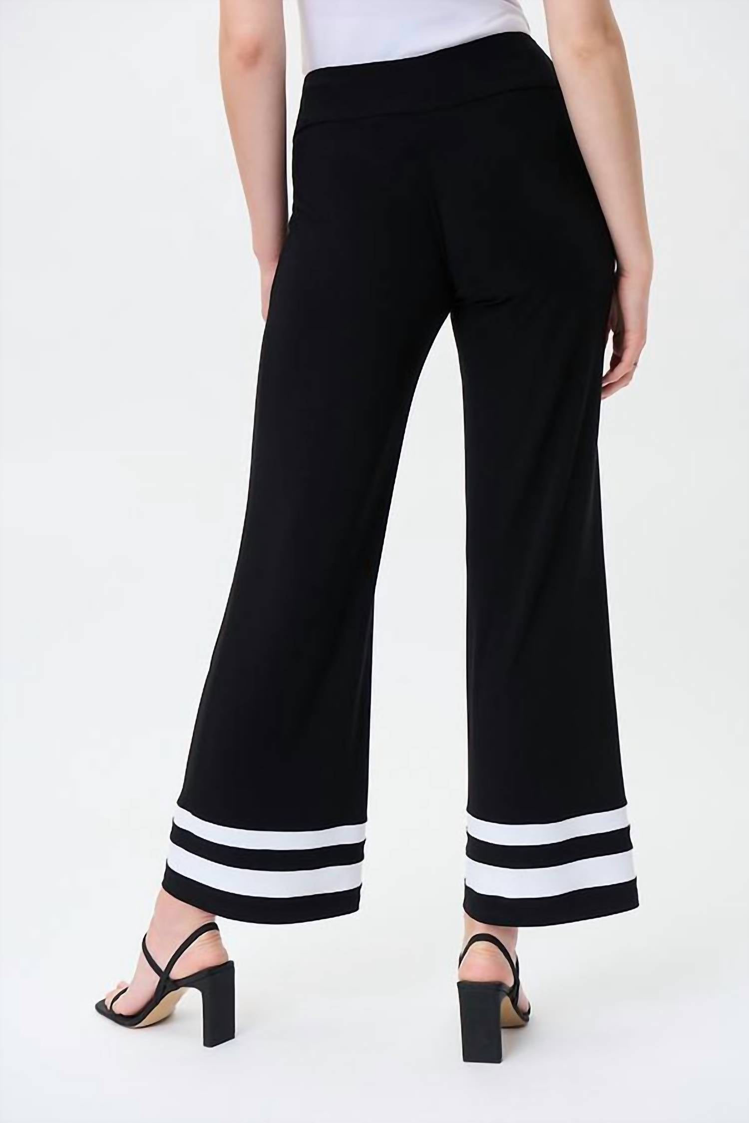 Joseph Ribkoff Tatum Trim Detail Pants in black white - women's pants - detail view