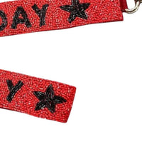 Treasure Jewels Women's Game Day Beaded Bag Strap in red and black - women's item - alternate view
