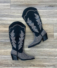 Forever Women's Rhinestone Cowboy Boots in black - women's shoe