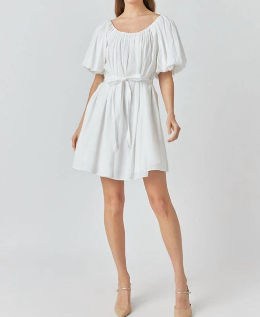 Endless Rose - Eloise Pleated Puff Sleeve Mini Dress