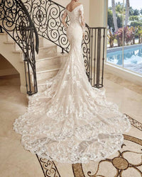 Demetrios - Lace Embellished Sheer Gown