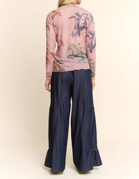 Davi & Dani - Running Horse Camo Printed Mesh Top
