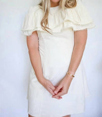 Tcec - Eleanor Pleated Capelet A-Line Mini Dress