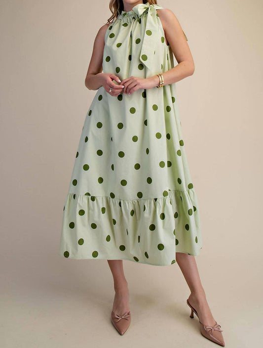 Glam - Ruffle Tie Neck Sleeveless Midi Dress