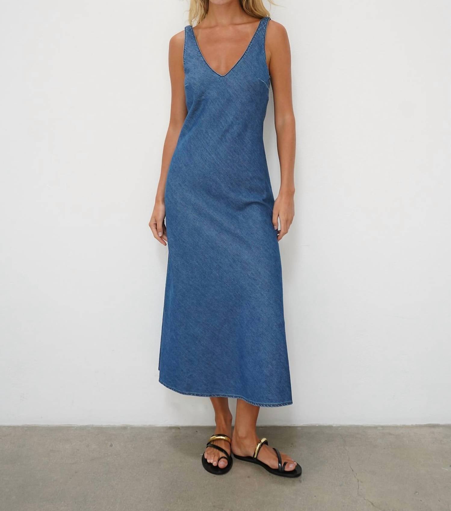 Lna - DENIM V SLIP DRESS