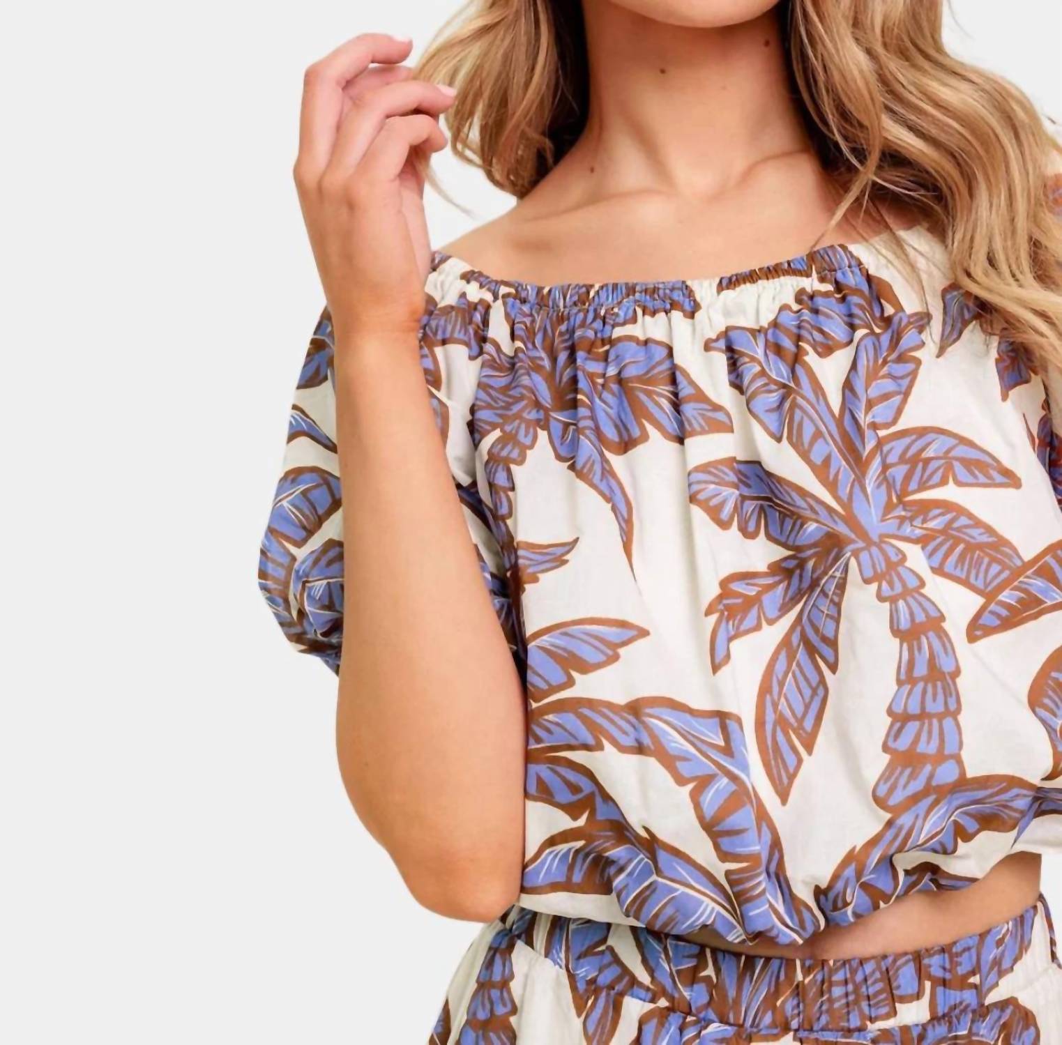 Flying Tomato - Azure Riviera Palm Blouse