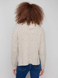 Charlie B - Cowl Neck Diagonal Cable Sweater