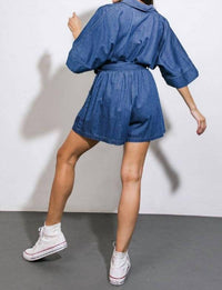 Flying Tomato - A Washed Light Weight Denim Romper