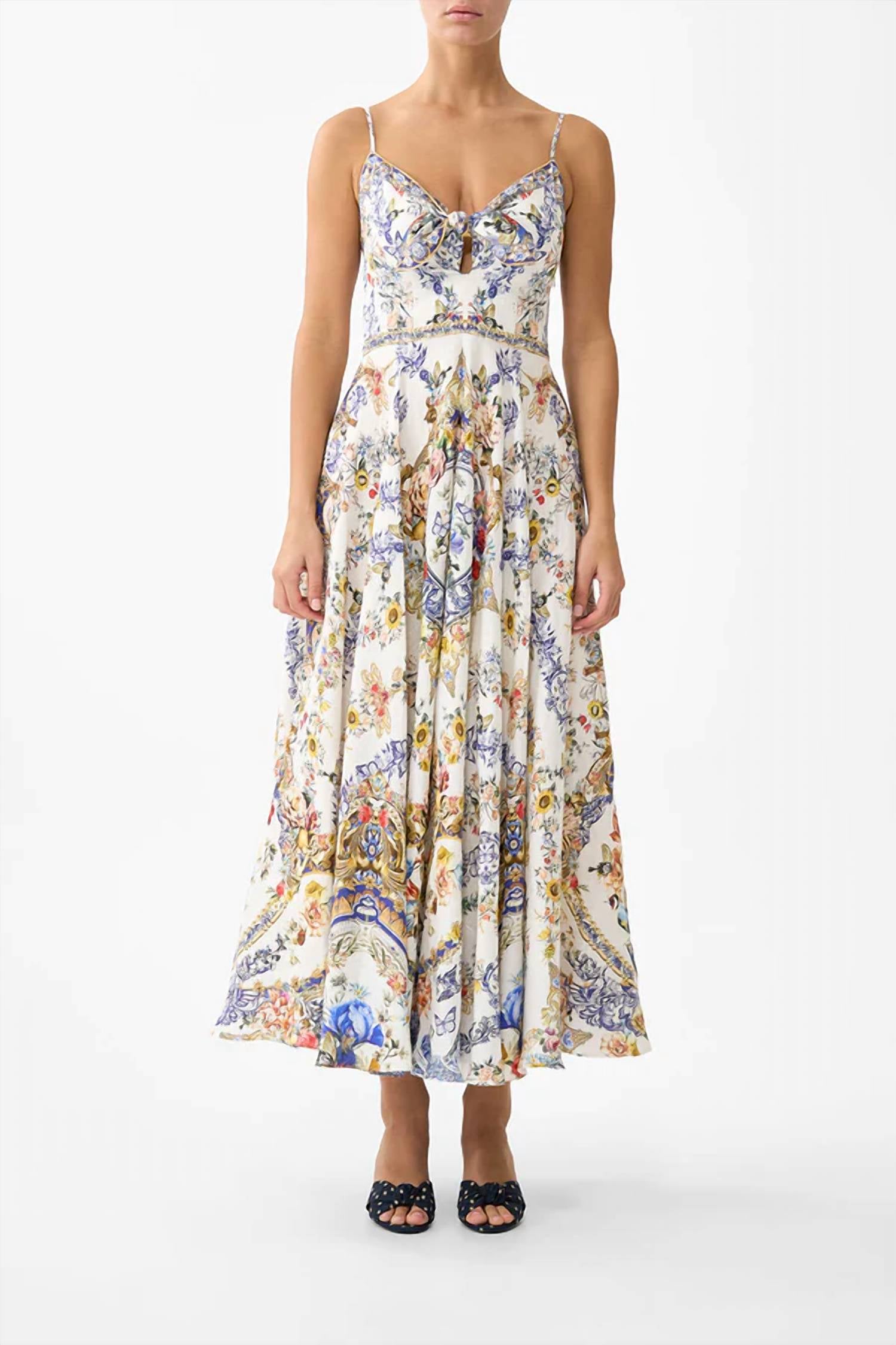 Camilla - Tie Front Long Midi Dress