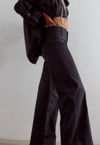Free People Libre Wide Leg Jeans in cafe noir - women's pants - alternate view