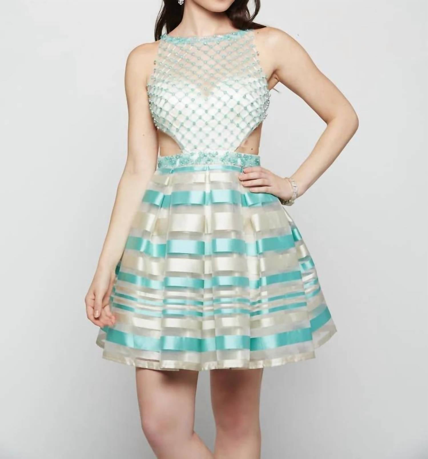 Last Dress - Pearl Net Tiffany Stripe Dress