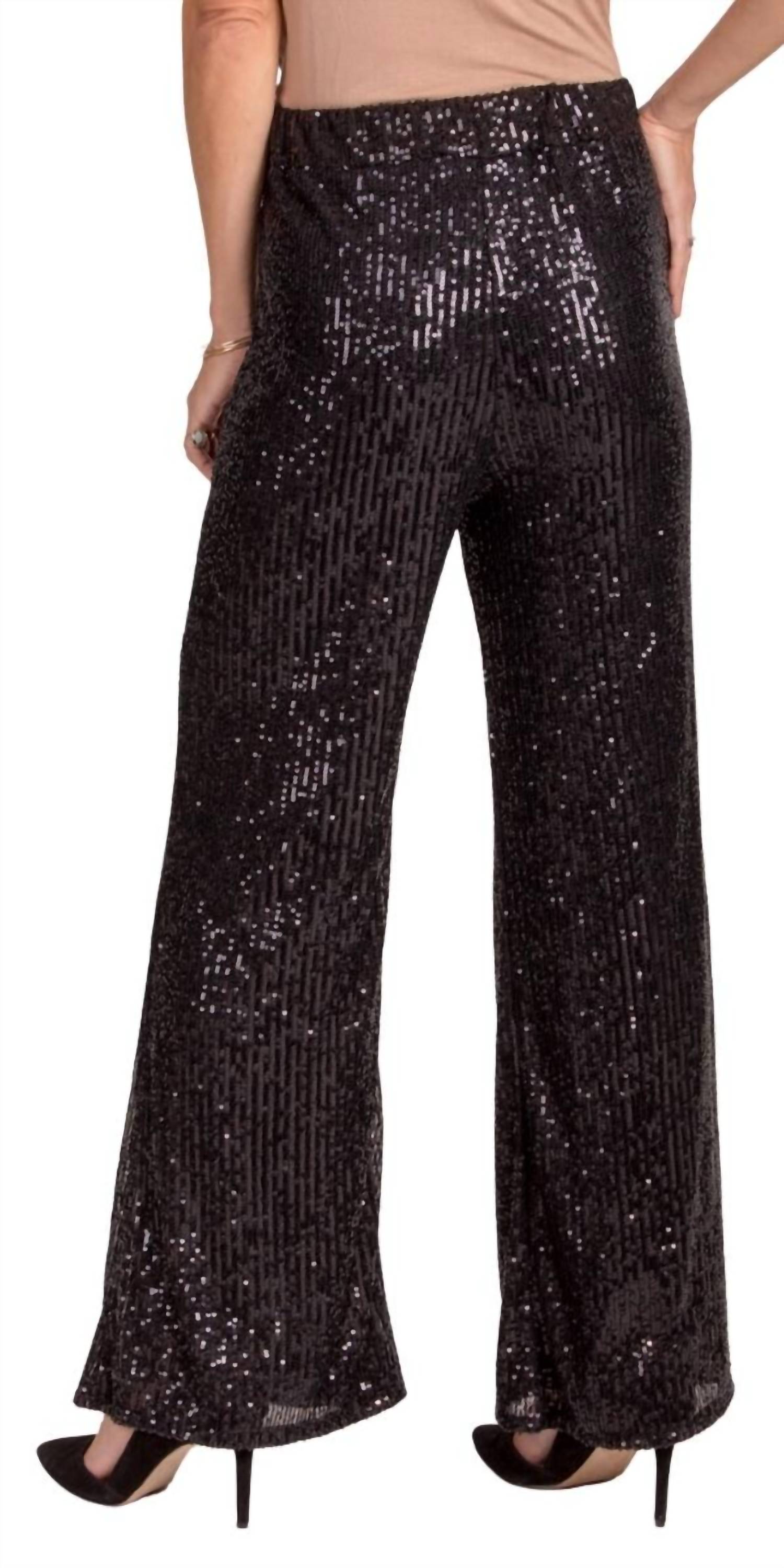 GIGI MODA Festa Sequin Pants in black - women's pants - detail view