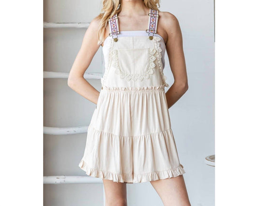 Veveret - Embroidered Strap Flowy Jumpsuit Shorts
