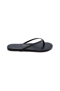 solei sea Women's Indie Flip Flop Sandal in black glitter - women's sandal - detail view
