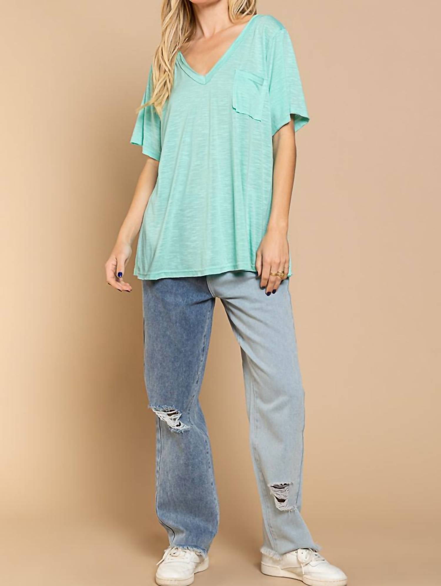 Pol - Basic And Soft Slub V Neckline Tee