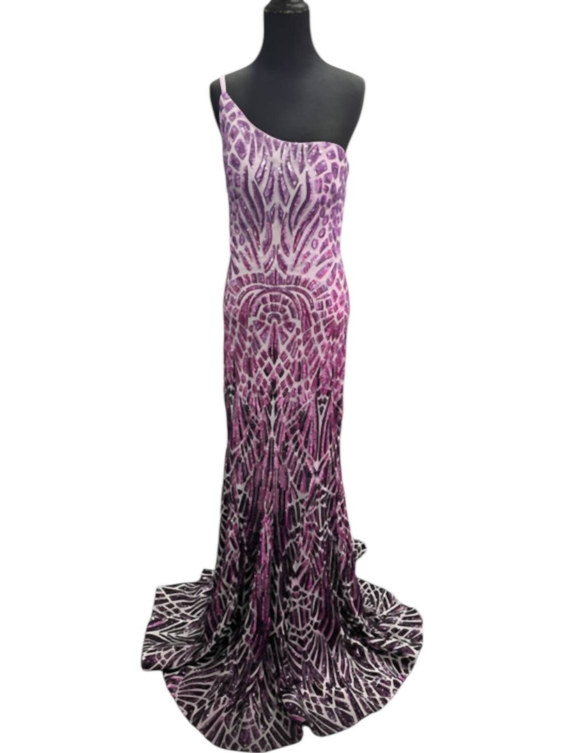Jovani - One Shoulder Sequins Mermaid Gown