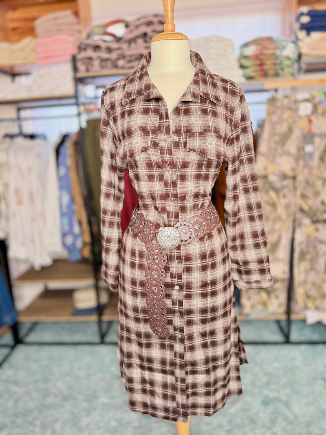 She + Sky - Women's Frontier Plaid With Pockets Midi Dress