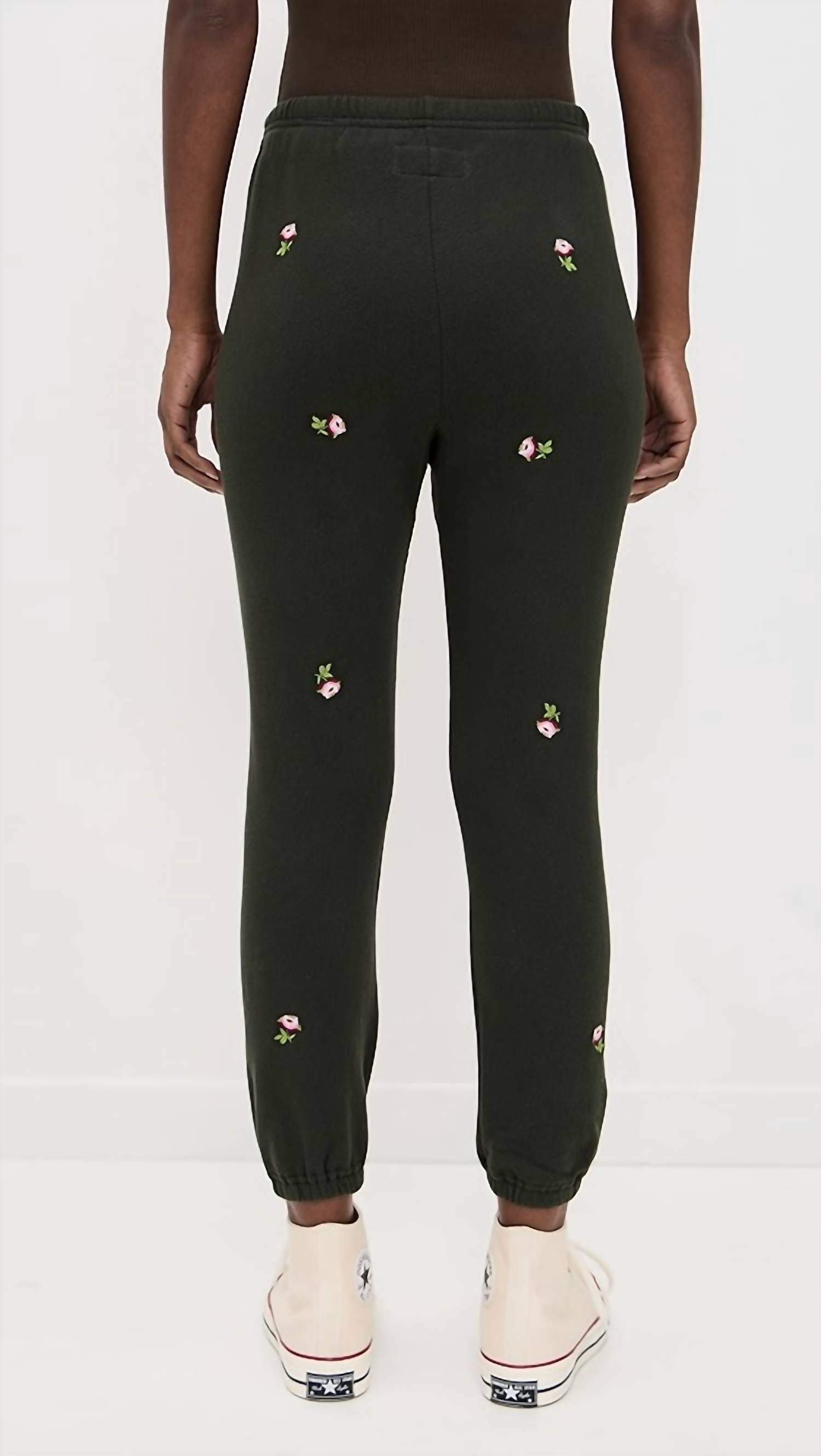 THE GREAT. Stadium Sweatpant in woodland green - women's pants - alternate view