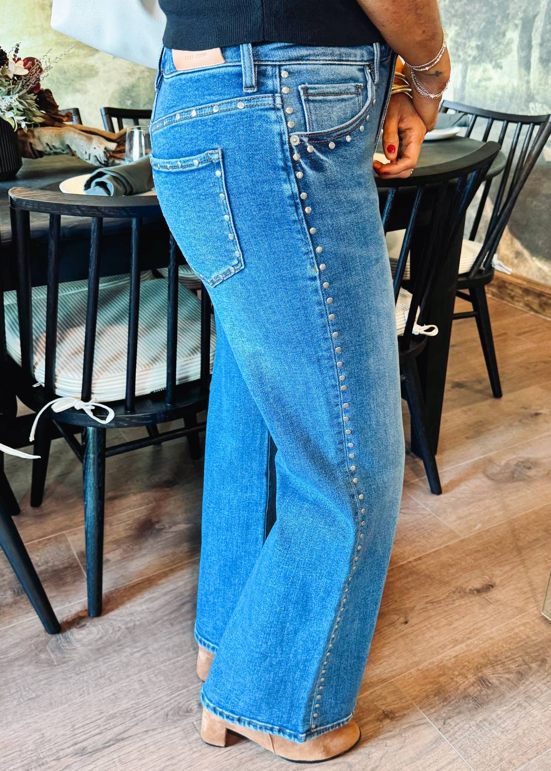 DEAR JOHN DENIM Micah Wide Leg Jeans in slate - women's pants - detail view
