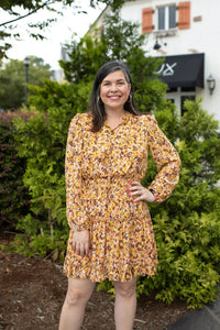 Voy - Smocked Waist Ruffle Skirt Floral Dress