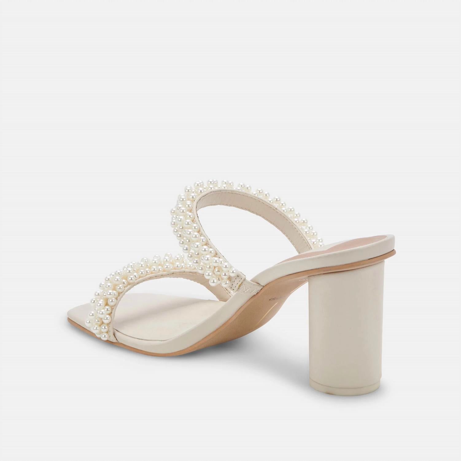 Dolce Vita Women's Noel Heels in vanilla pearls - women's sandal - detail view