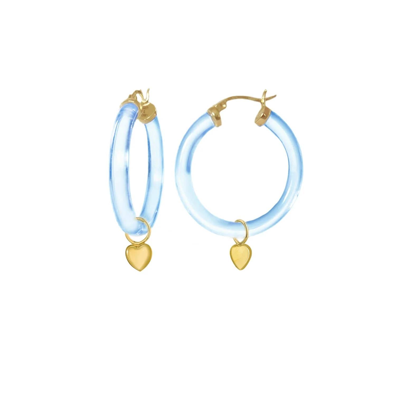 Gold & Honey - Women's Heart Charm Lucite Hoop Earrings